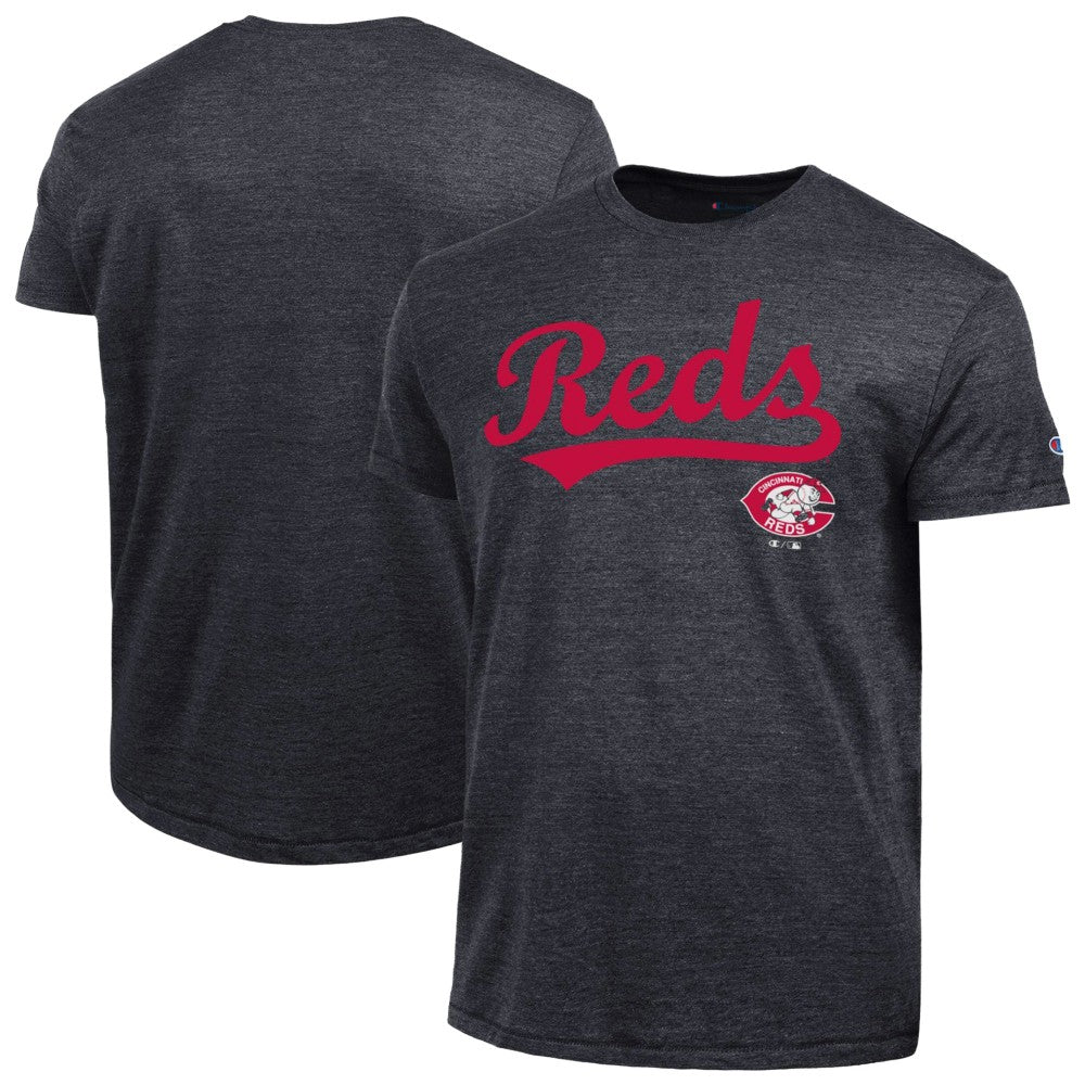 Cincinnati Reds Champion Cooperstown Wordmark Lockup Tri-Blend T-Shirt | MLB Outlet