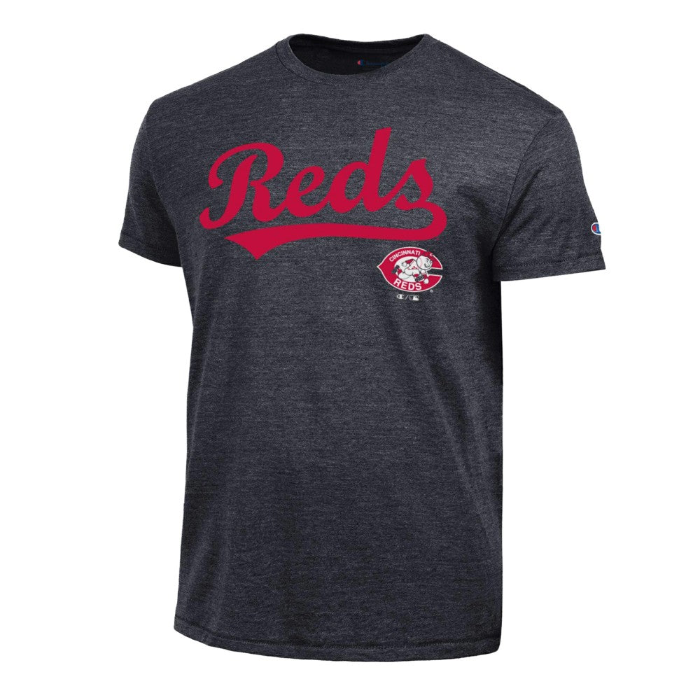 Cincinnati Reds Champion Cooperstown Wordmark Lockup Tri-Blend T-Shirt | MLB Outlet