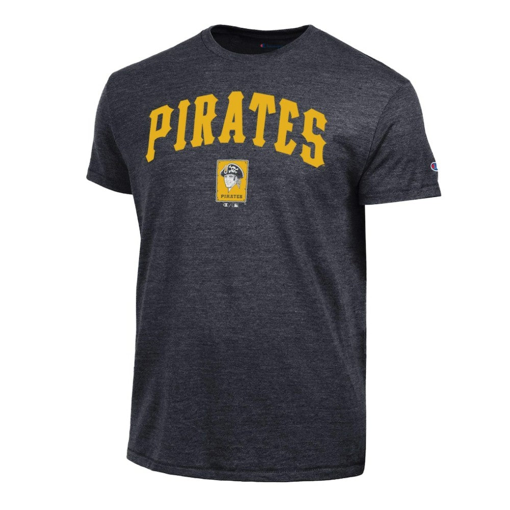 Pittsburgh Pirates Champion Cooperstown Wordmark Lockup Tri-Blend T-Shirt | MLB Discount