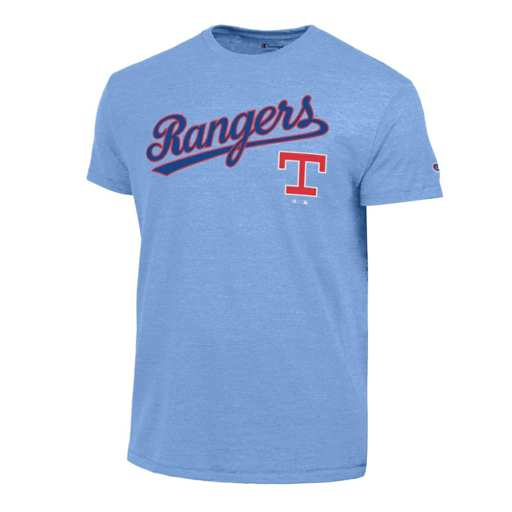 Texas Rangers Champion Cooperstown Wordmark Lockup Tri-Blend T-Shirt | MLB Sale