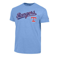 Texas Rangers Champion Cooperstown Wordmark Lockup Tri-Blend T-Shirt | MLB Sale