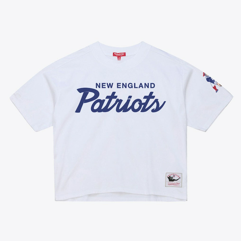 New England Patriots Mitchell & Ness Women's Head Coach Cropped T-Shirt