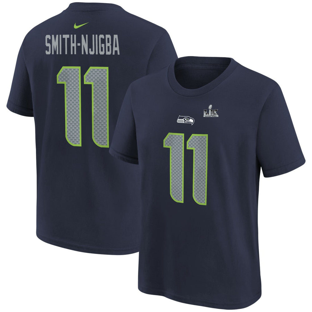 Seattle Seahawks Nike Jaxon Smith-Njigba  Youth Super Bowl LX Patch Name & Number T-Shirt