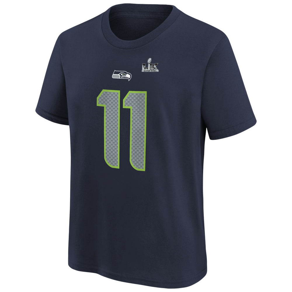 Seattle Seahawks Nike Jaxon Smith-Njigba  Youth Super Bowl LX Patch Name & Number T-Shirt