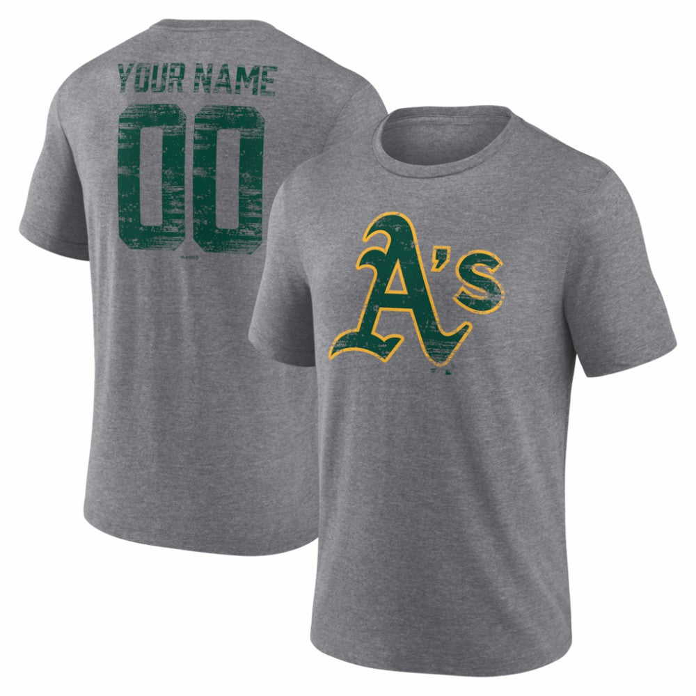 Athletics Heritage Personalized Any Name & Number Tri-Blend T-Shirt | MLB Shop