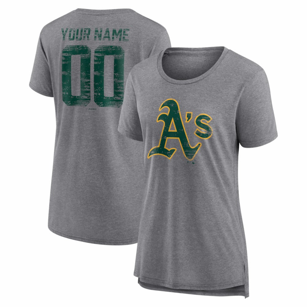 Athletics Women's Heritage Personalized Any Name & Number Tri-Blend T-Shirt | MLB For sale