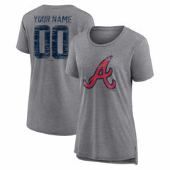 Atlanta Braves Women's Heritage Personalized Any Name & Number Tri-Blend T-Shirt | MLB US