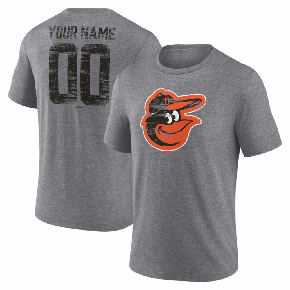Baltimore Orioles Heritage Personalized Any Name & Number Tri-Blend T-Shirt | MLB New