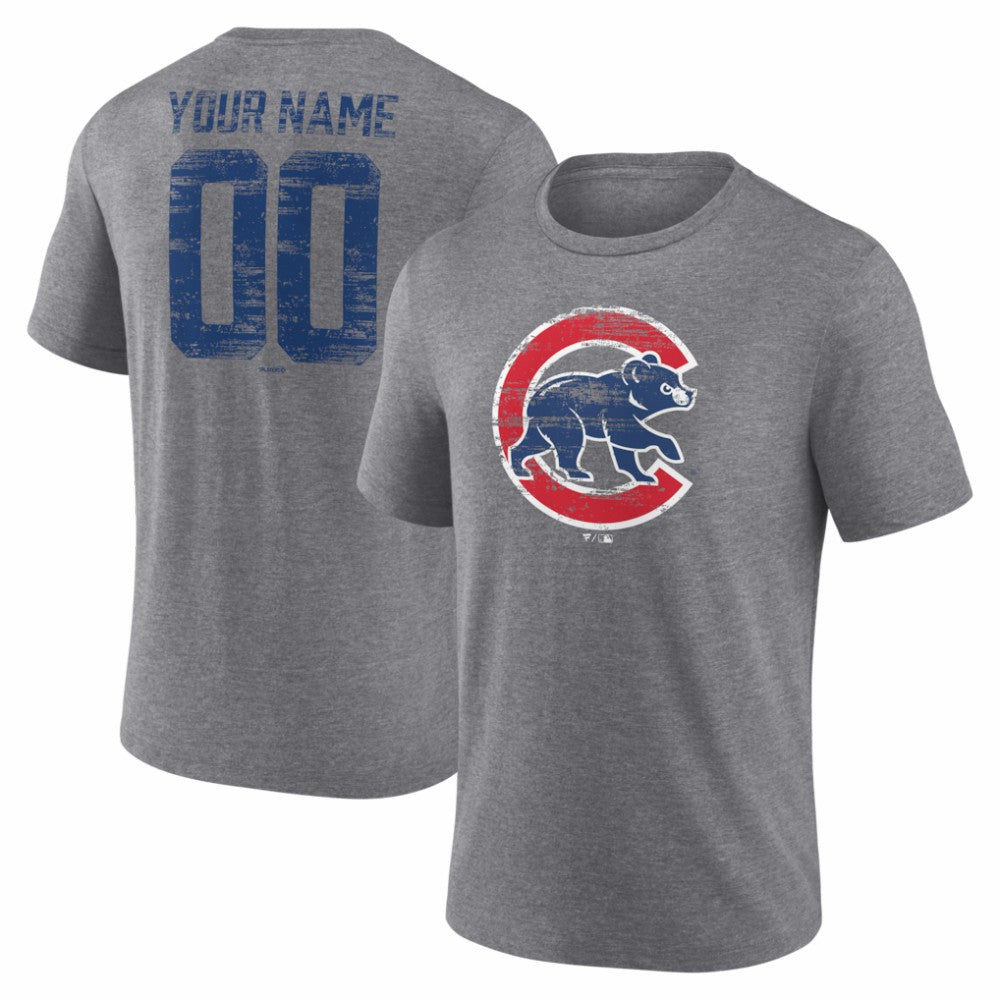 Chicago Cubs Heritage Personalized Any Name & Number Tri-Blend T-Shirt | MLB New