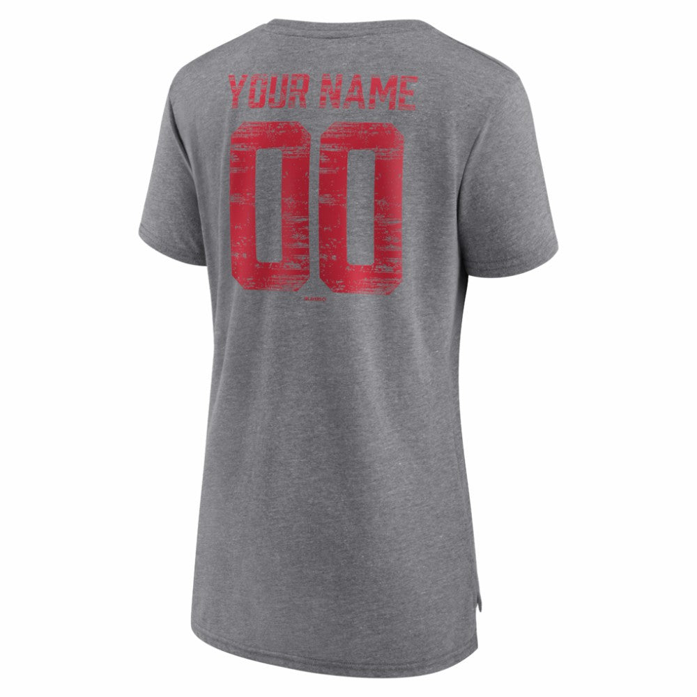 Cincinnati Reds Women's Heritage Personalized Any Name & Number Tri-Blend T-Shirt | MLB Outlet