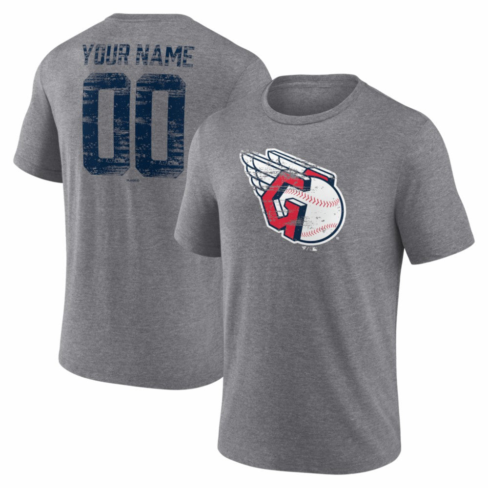 Cleveland Guardians Heritage Personalized Any Name & Number Tri-Blend T-Shirt | MLB For sale