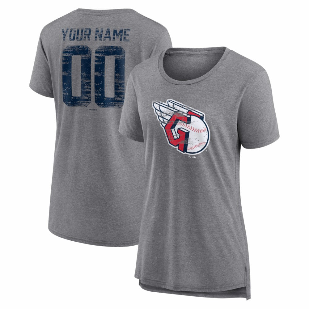 Cleveland Guardians Women's Heritage Personalized Any Name & Number Tri-Blend T-Shirt | MLB Shop