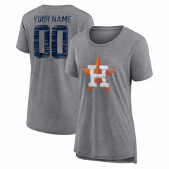 Houston Astros Women's Heritage Personalized Any Name & Number Tri-Blend T-Shirt | MLB US