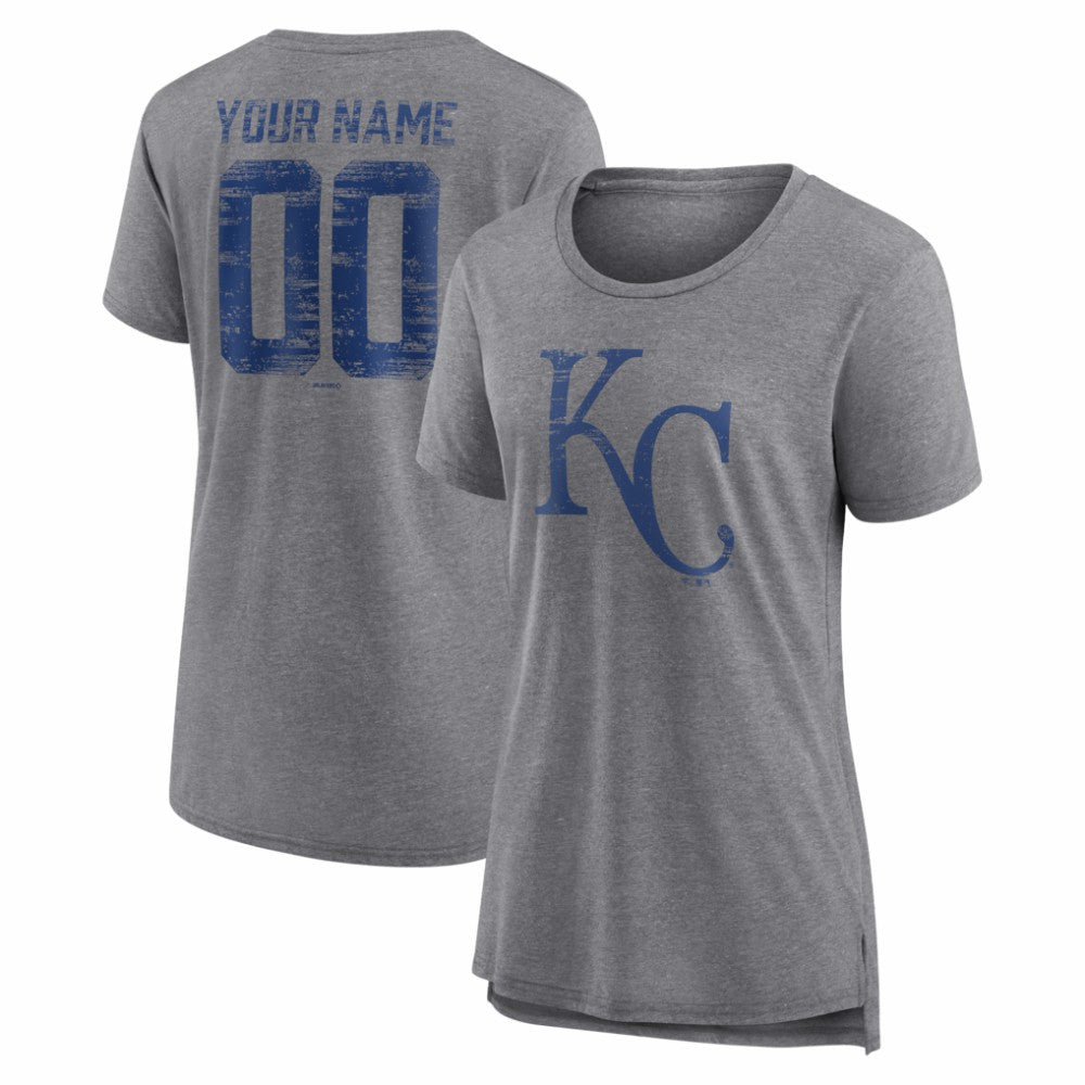 Kansas City Royals Women's Heritage Personalized Any Name & Number Tri-Blend T-Shirt | MLB Outlet
