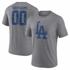 Los Angeles Dodgers Heritage Personalized Any Name & Number Tri-Blend T-Shirt | MLB For sale