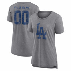Los Angeles Dodgers Women's Heritage Personalized Any Name & Number Tri-Blend T-Shirt | MLB Discount