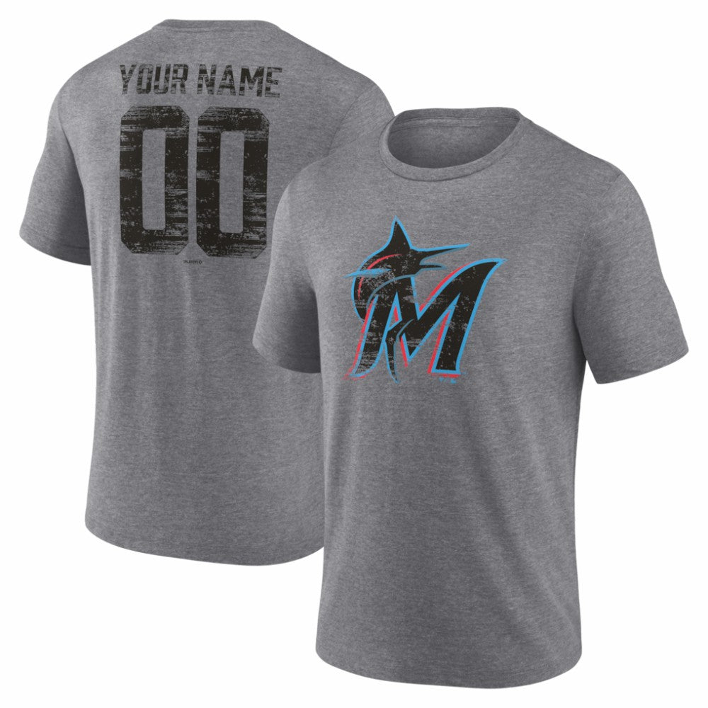Miami Marlins Heritage Personalized Any Name & Number Tri-Blend T-Shirt | MLB Online