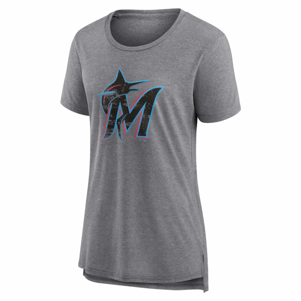 Miami Marlins Women's Heritage Personalized Any Name & Number Tri-Blend T-Shirt | MLB Near me