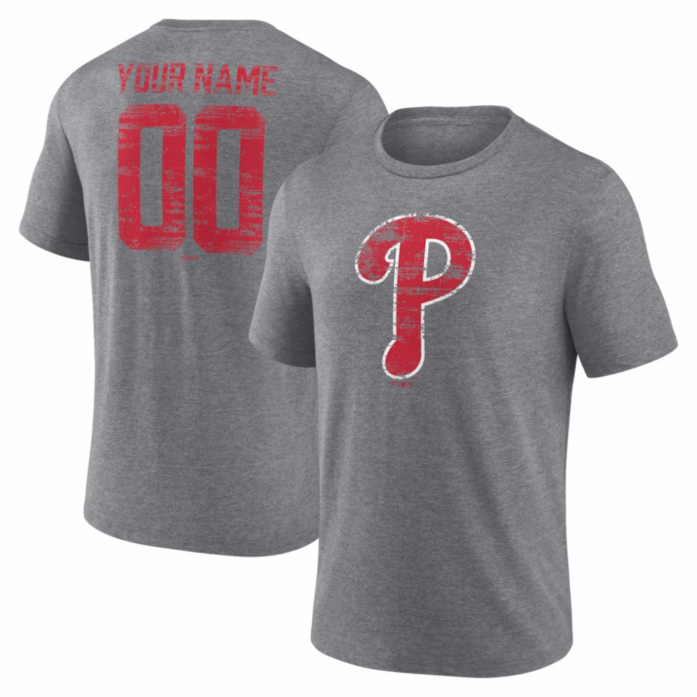 Philadelphia Phillies Heritage Personalized Any Name & Number Tri-Blend T-Shirt | MLB New
