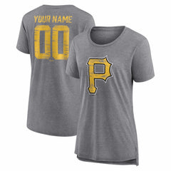 Pittsburgh Pirates Women's Heritage Personalized Any Name & Number Tri-Blend T-Shirt | MLB Sale