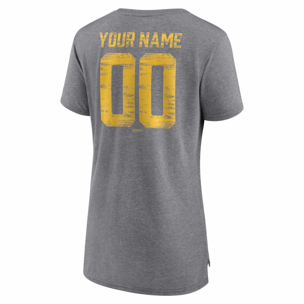 Pittsburgh Pirates Women's Heritage Personalized Any Name & Number Tri-Blend T-Shirt | MLB Sale