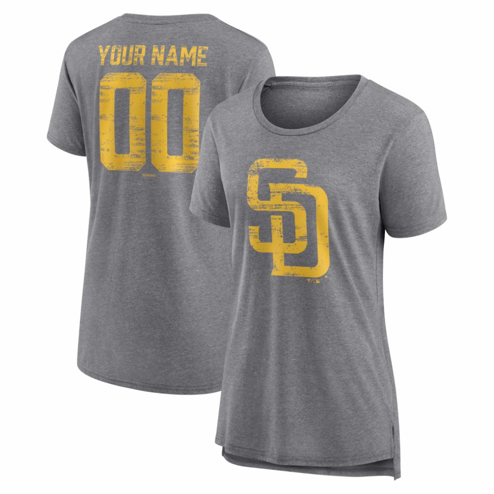 San Diego Padres Women's Heritage Personalized Any Name & Number Tri-Blend T-Shirt | MLB Discount