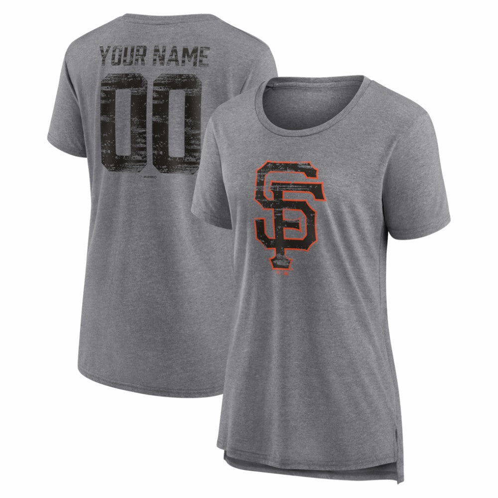 San Francisco Giants Women's Heritage Personalized Any Name & Number Tri-Blend T-Shirt | MLB Sale