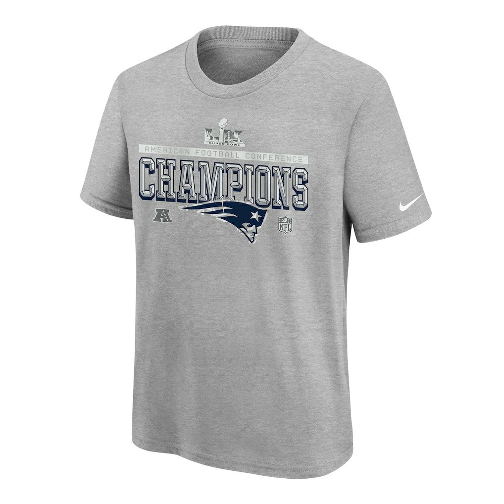 New England Patriots Nike Youth 2025 AFC Champions Locker Room Trophy Collection Authentic T-Shirt