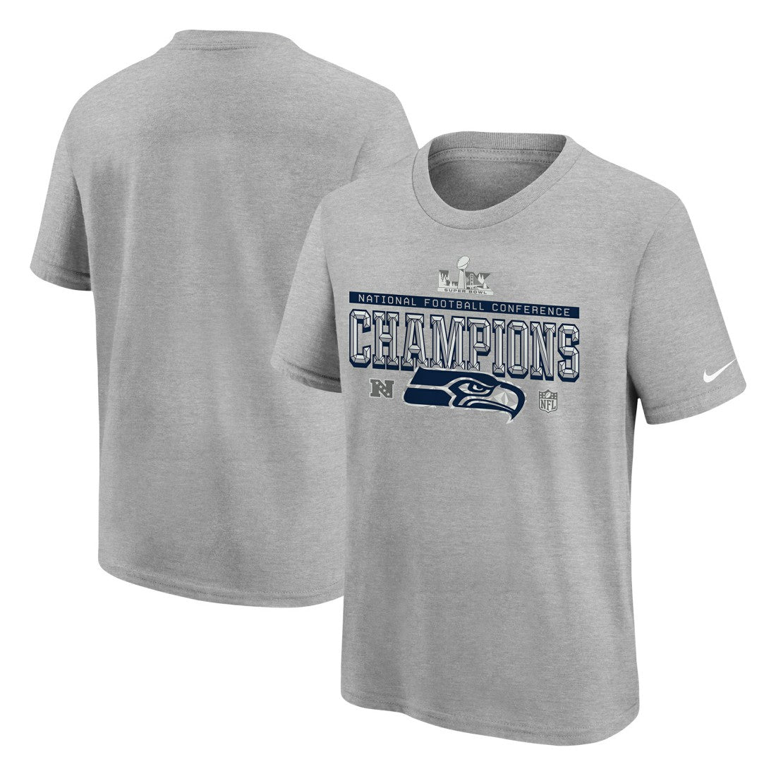 Seattle Seahawks Nike Youth 2025 NFC Champions Locker Room Trophy Collection Authentic T-Shirt