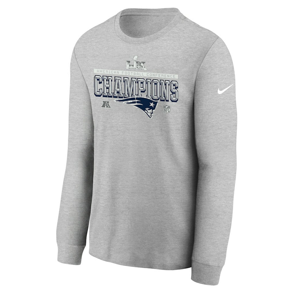 New England Patriots Nike Youth 2025 AFC Champions Locker Room Trophy Collection Long Sleeve T-Shirt