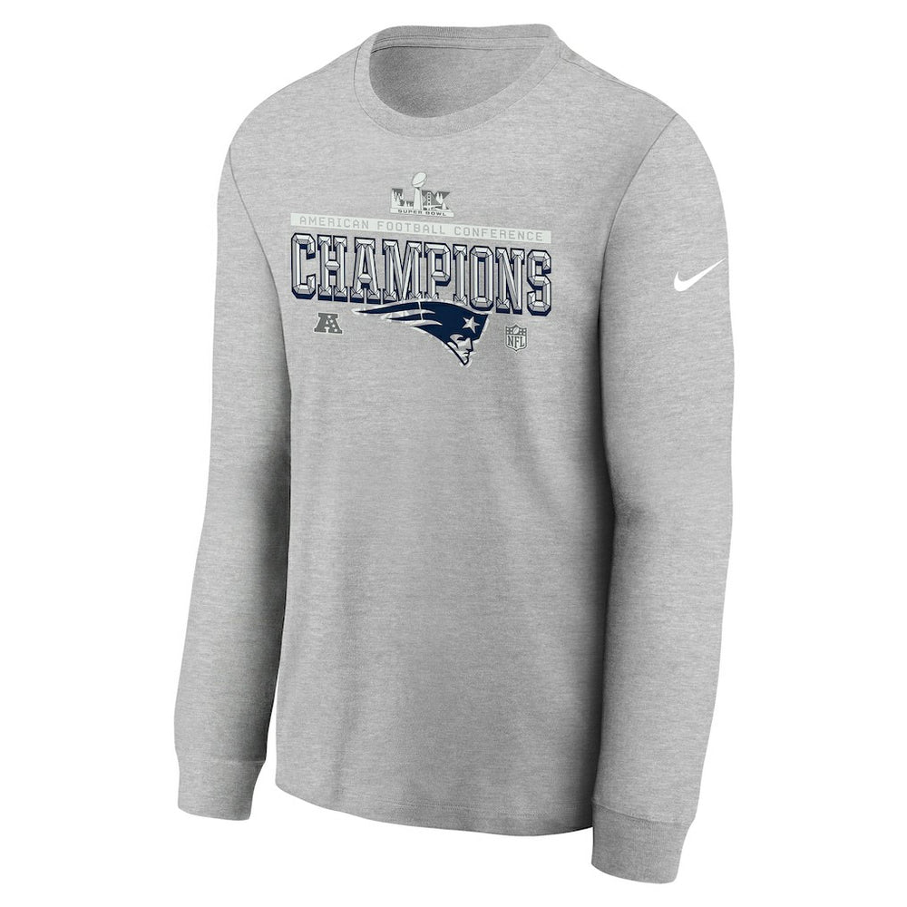 New England Patriots Nike Youth 2025 AFC Champions Locker Room Trophy Collection Long Sleeve T-Shirt