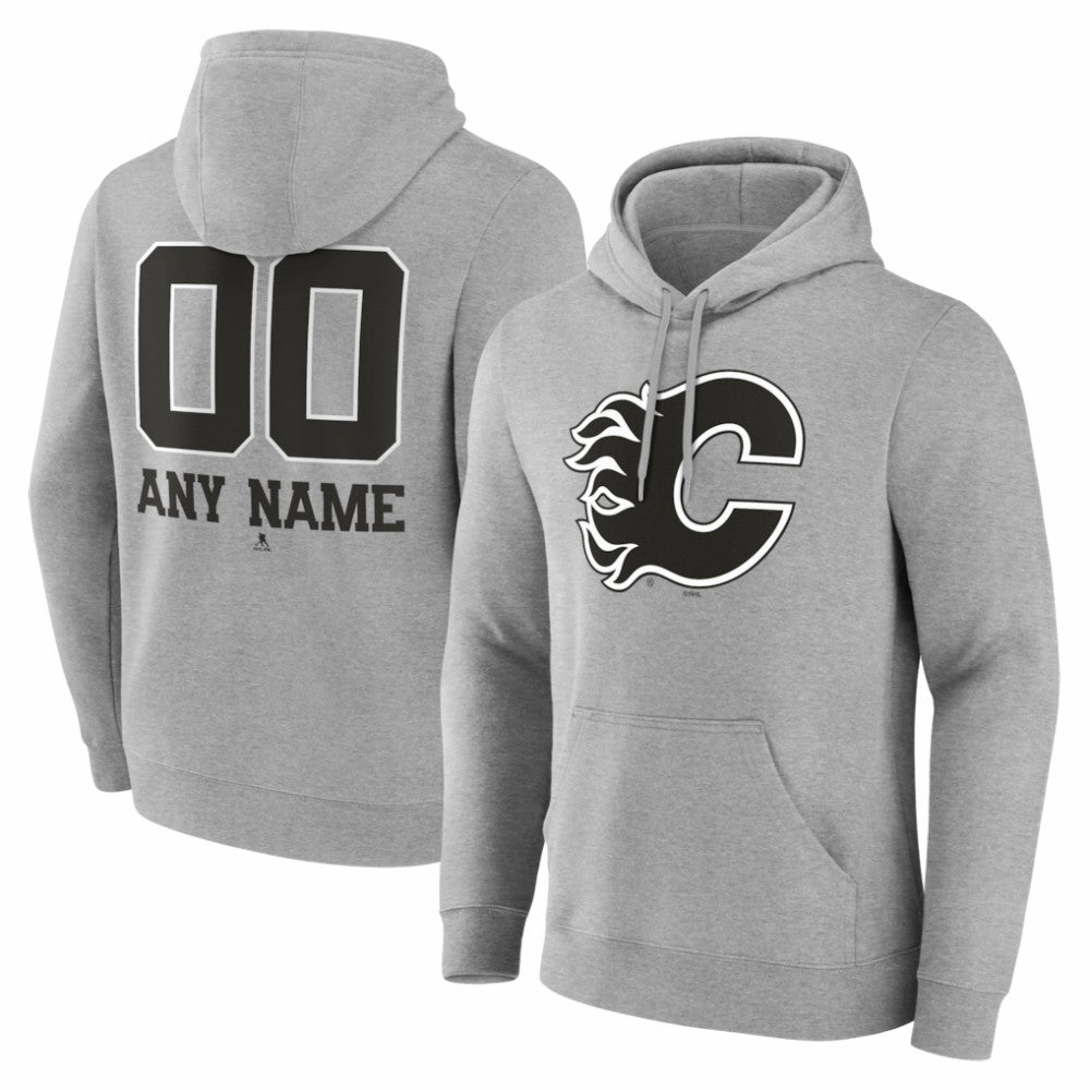 Calgary Flames Big & Tall Personalized Name & Number Monochrome Pullover Hoodie On Sale