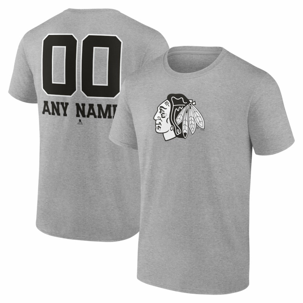 Chicago Blackhawks Big & Tall Personalized Name & Number Monochrome T-Shirt Sale