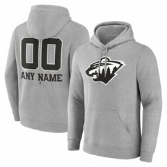 Minnesota Wild Big & Tall Personalized Name & Number Monochrome Pullover Hoodie Online