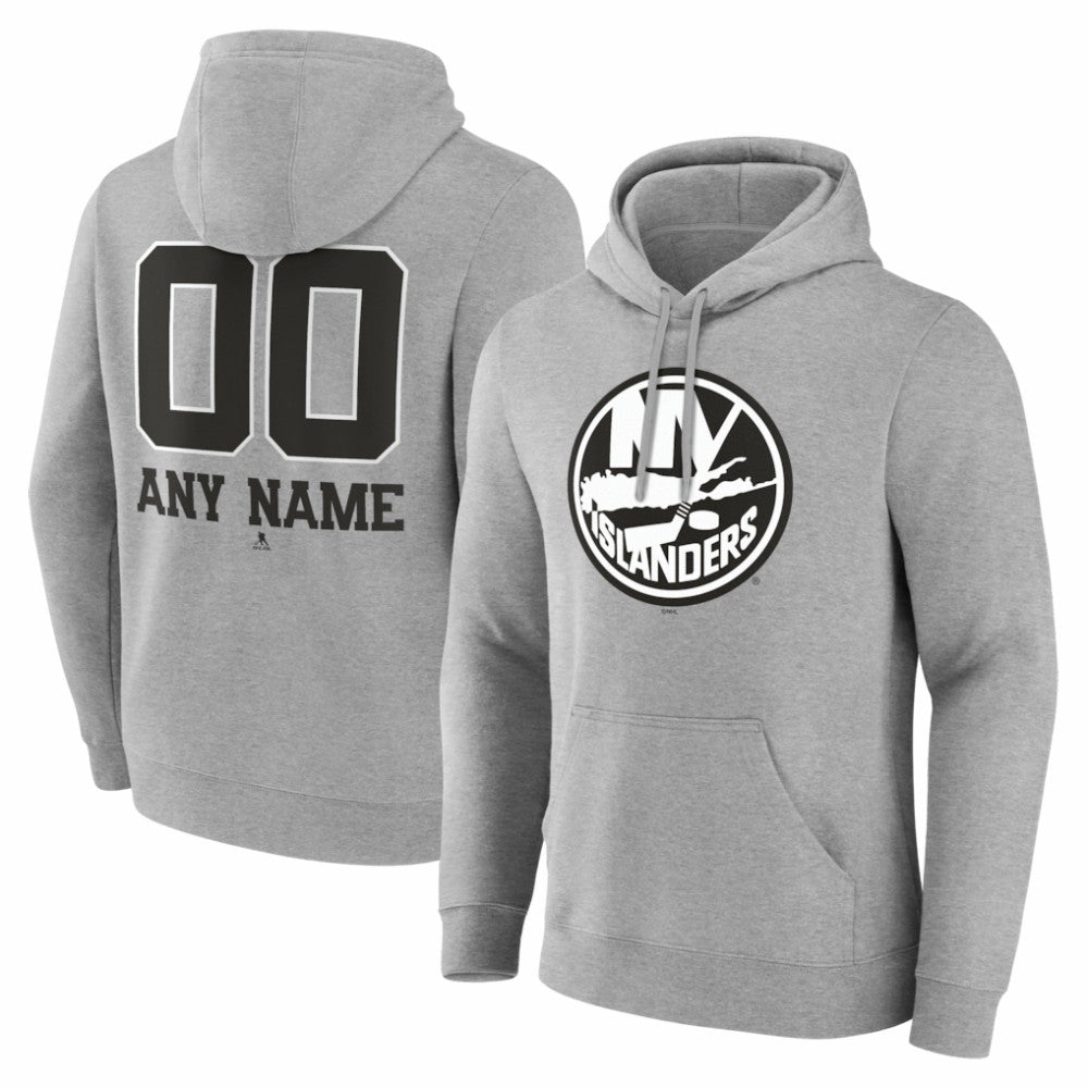 New York Islanders Big & Tall Personalized Name & Number Monochrome Pullover Hoodie For Sale