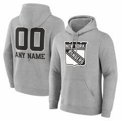 New York Rangers Big & Tall Personalized Name & Number Monochrome Pullover Hoodie On Sale