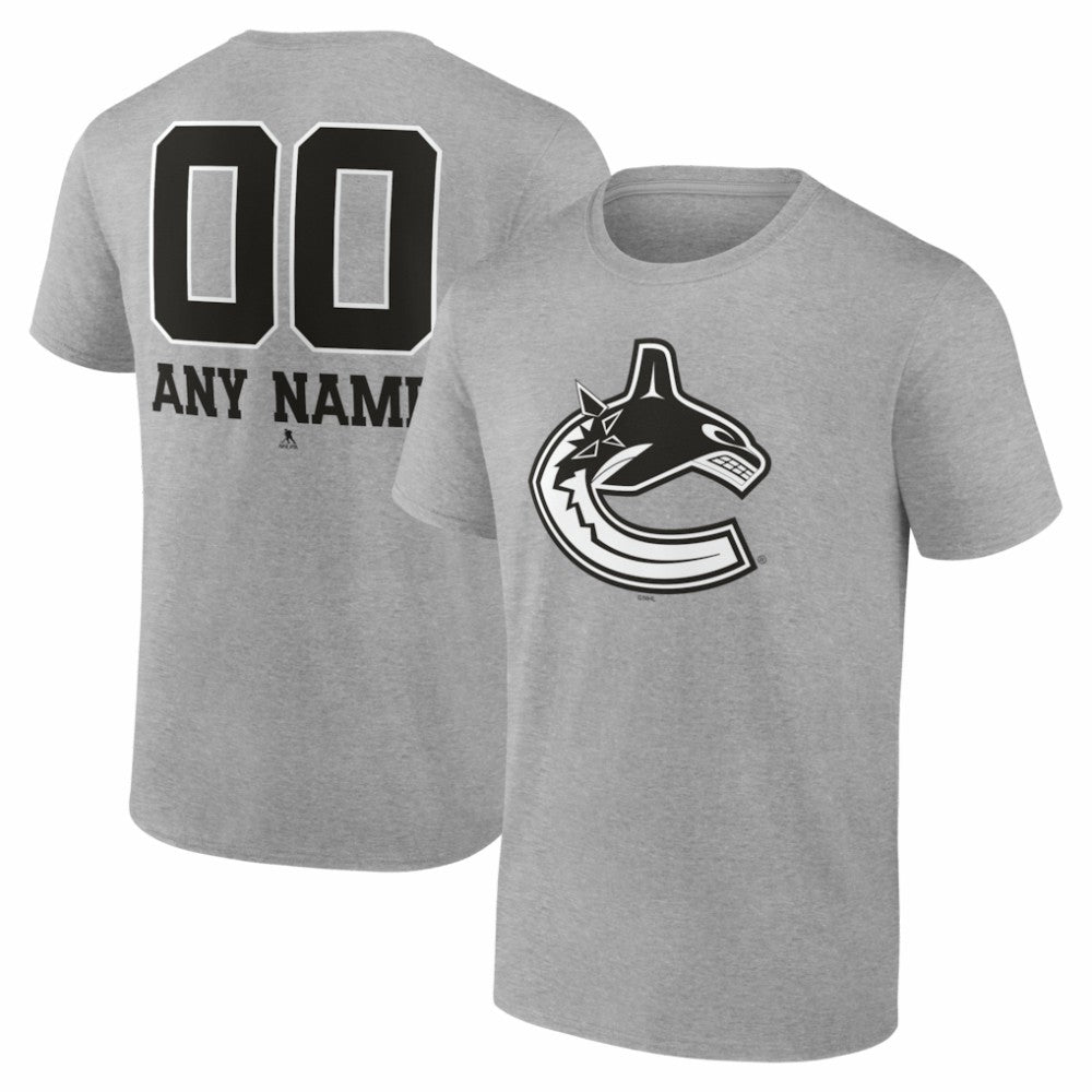 Vancouver Canucks Big & Tall Personalized Name & Number Monochrome T-Shirt Outlet