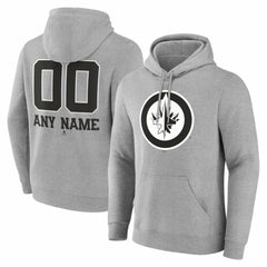 Winnipeg Jets Big & Tall Personalized Name & Number Monochrome Pullover Hoodie For Sale