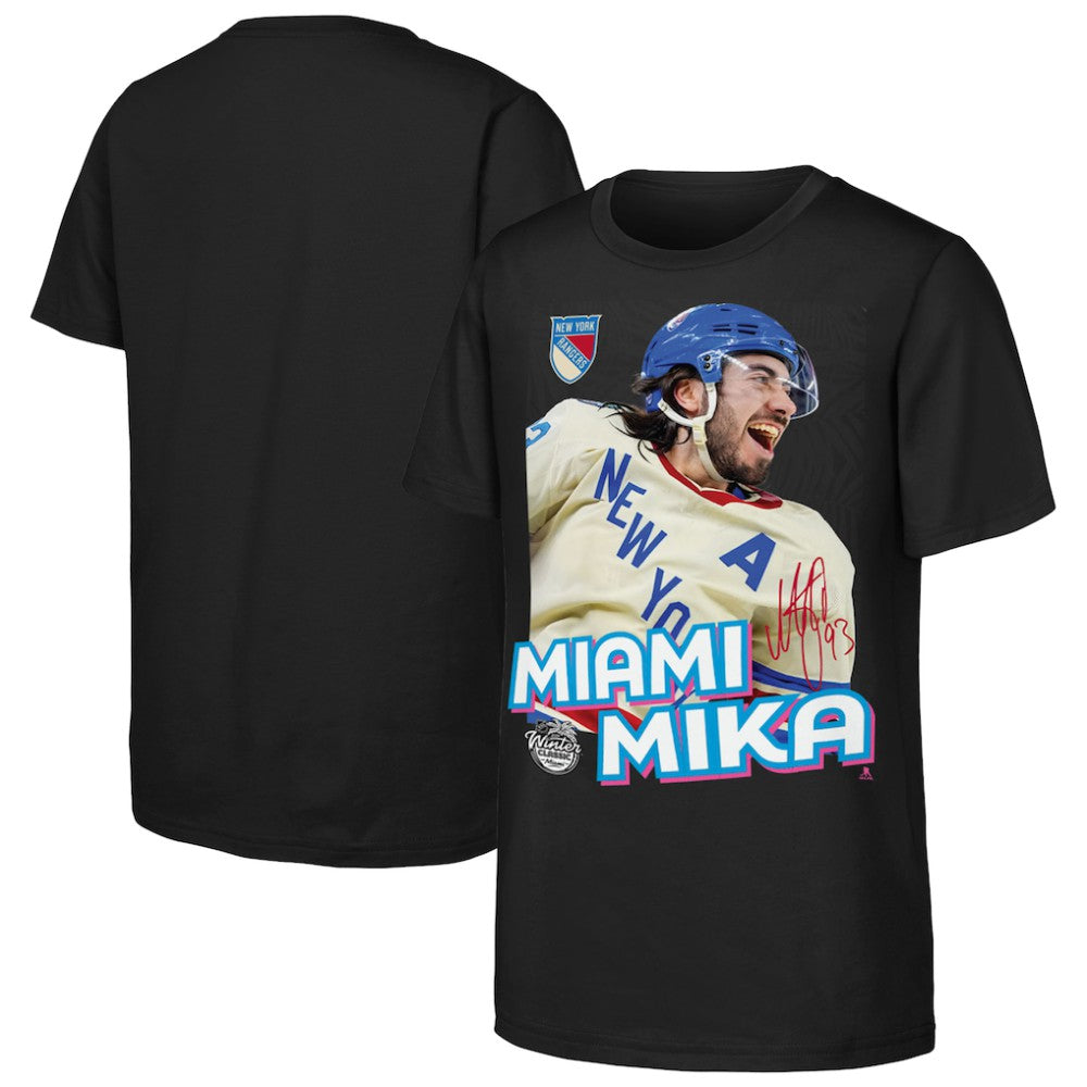 Mika Zibanejad New York Rangers Outerstuff Youth Miami Mika T-Shirt On Sale