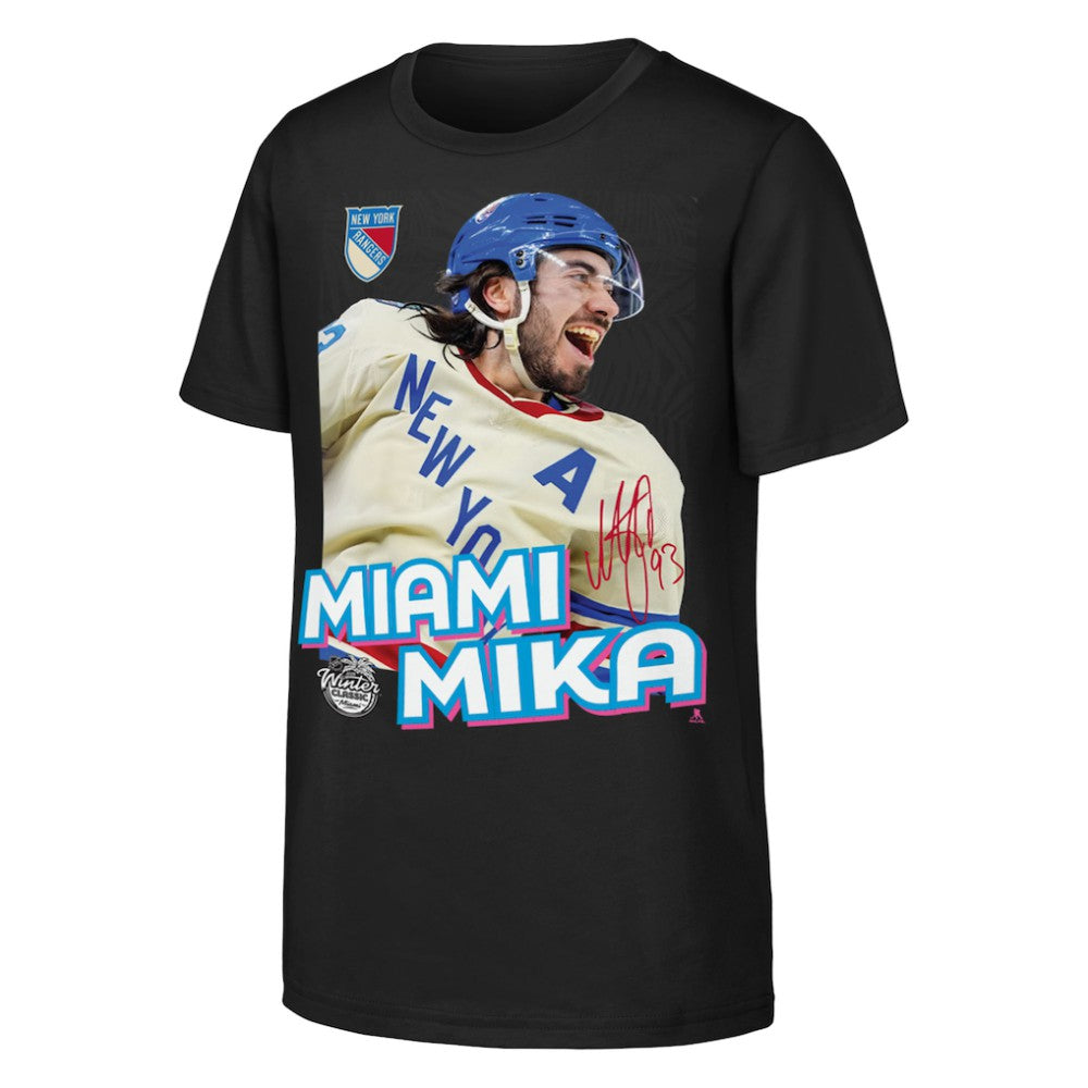 Mika Zibanejad New York Rangers Outerstuff Youth Miami Mika T-Shirt On Sale