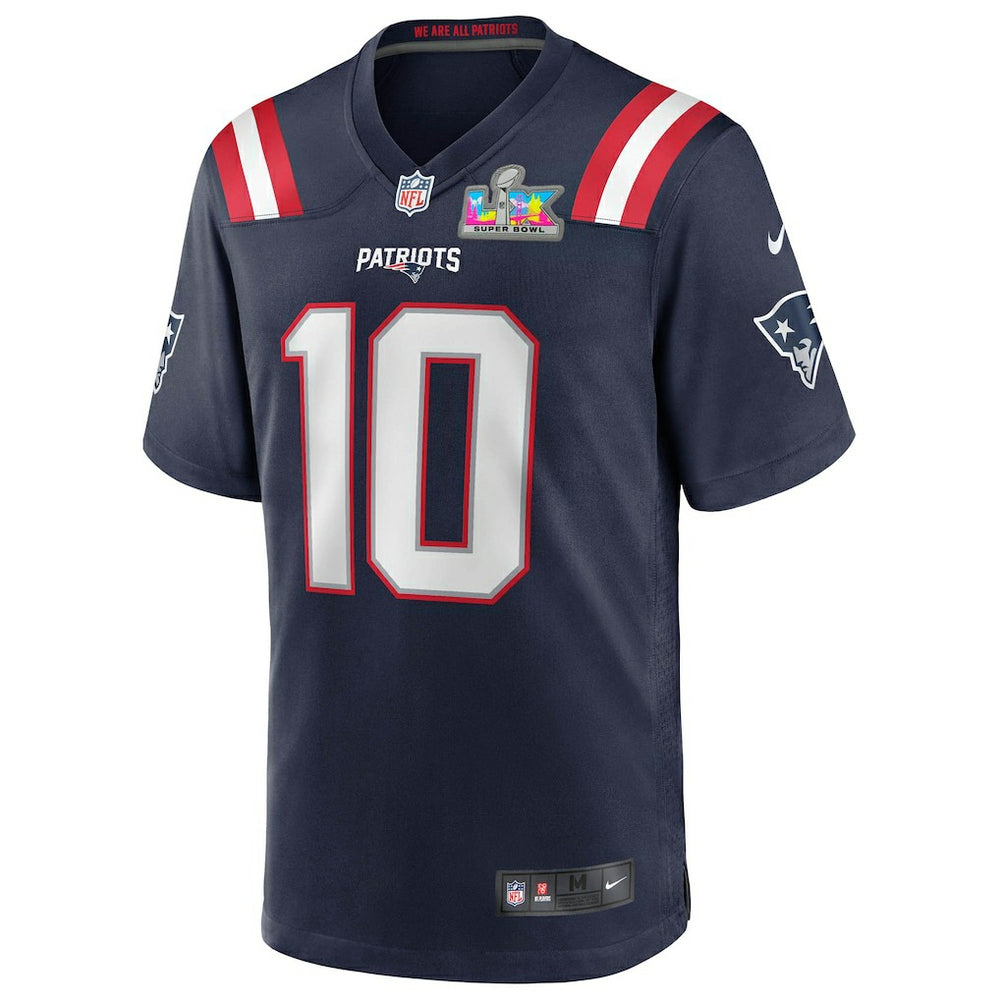 New England Patriots Nike Drake Maye  Super Bowl LX Patch Game Jersey