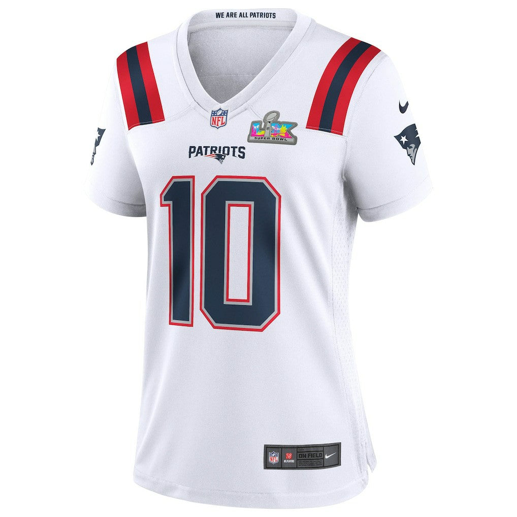 New England Patriots Nike Drake Maye  Women's Super Bowl LX Patch Game Jersey