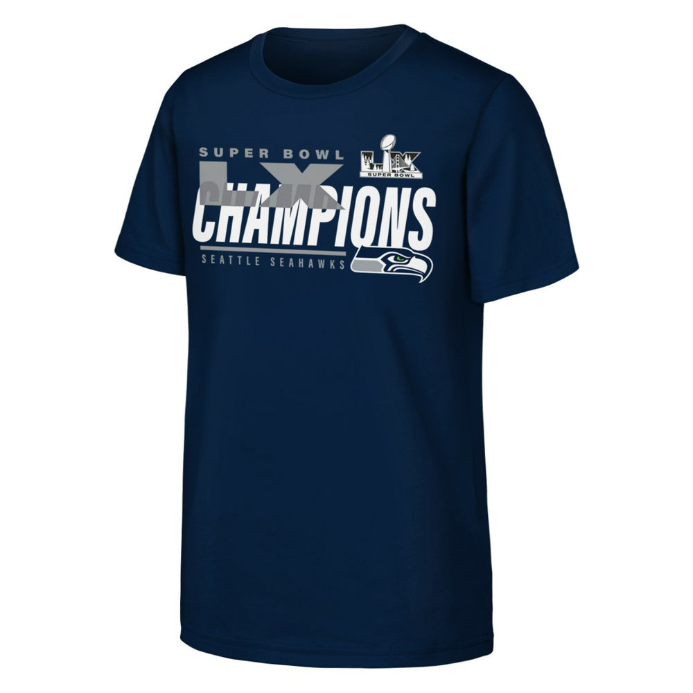 Seattle Seahawks Fanatics Youth Super Bowl LX Champions Iconic Victory T-Shirt