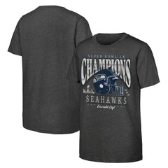 Seattle Seahawks Fanatics Youth Super Bowl LX Champions Prestigious Run Helmet T-Shirt