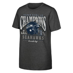 Seattle Seahawks Fanatics Youth Super Bowl LX Champions Prestigious Run Helmet T-Shirt