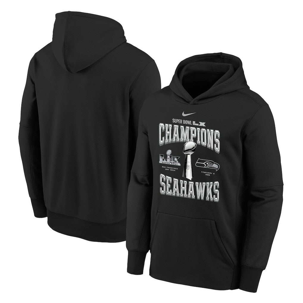 Seattle Seahawks Nike Youth Super Bowl LX Champions Locker Room Trophy Collection Authentic Hoodie