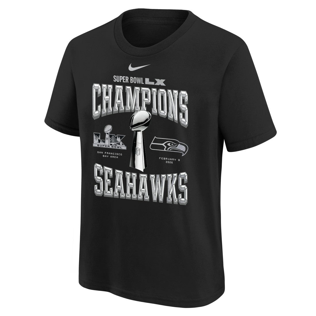 Seattle Seahawks Nike Youth Super Bowl LX Champions Locker Room Trophy Collection Replica T-Shirt