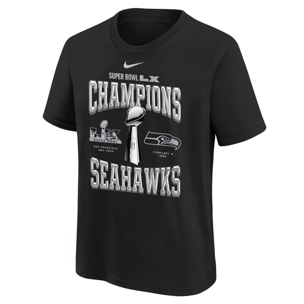 Seattle Seahawks Nike Youth Super Bowl LX Champions Locker Room Trophy Collection Replica T-Shirt