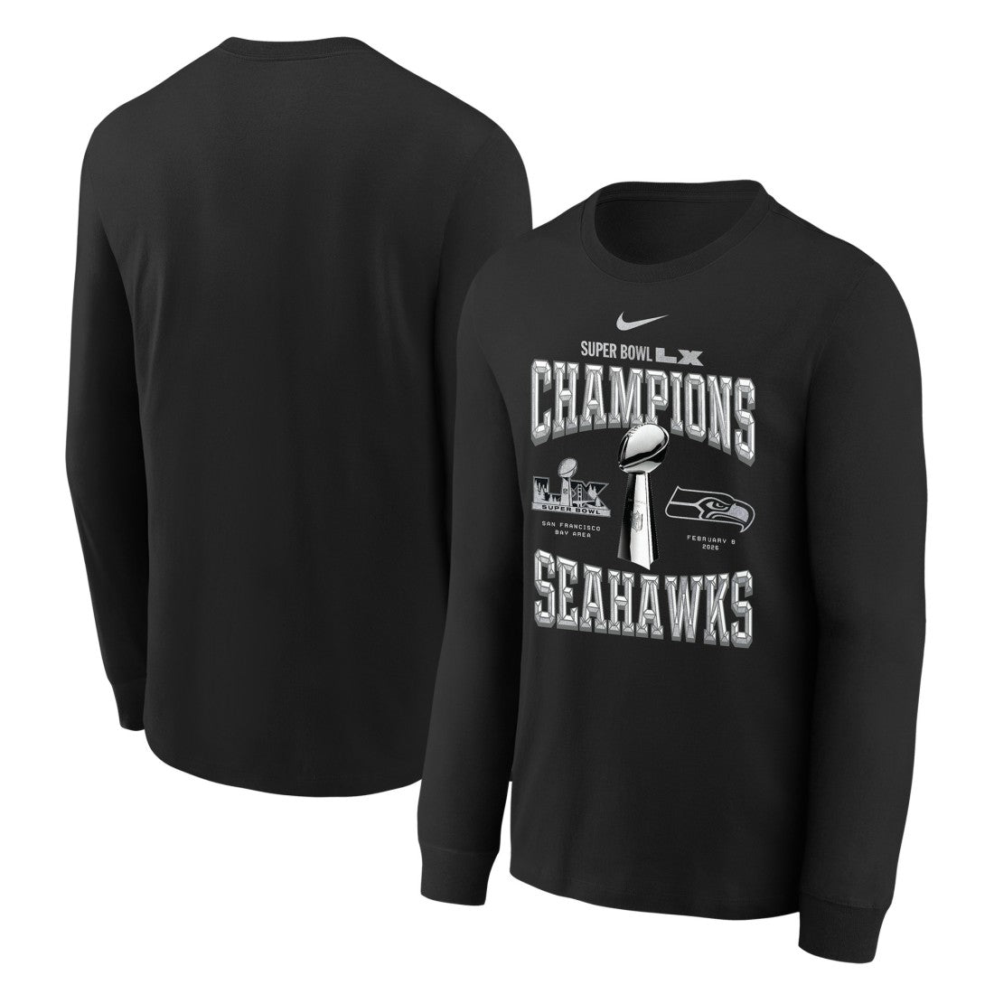 Seattle Seahawks Nike Youth Super Bowl LX Champions Locker Room Trophy Collection Long Sleeve T-Shirt