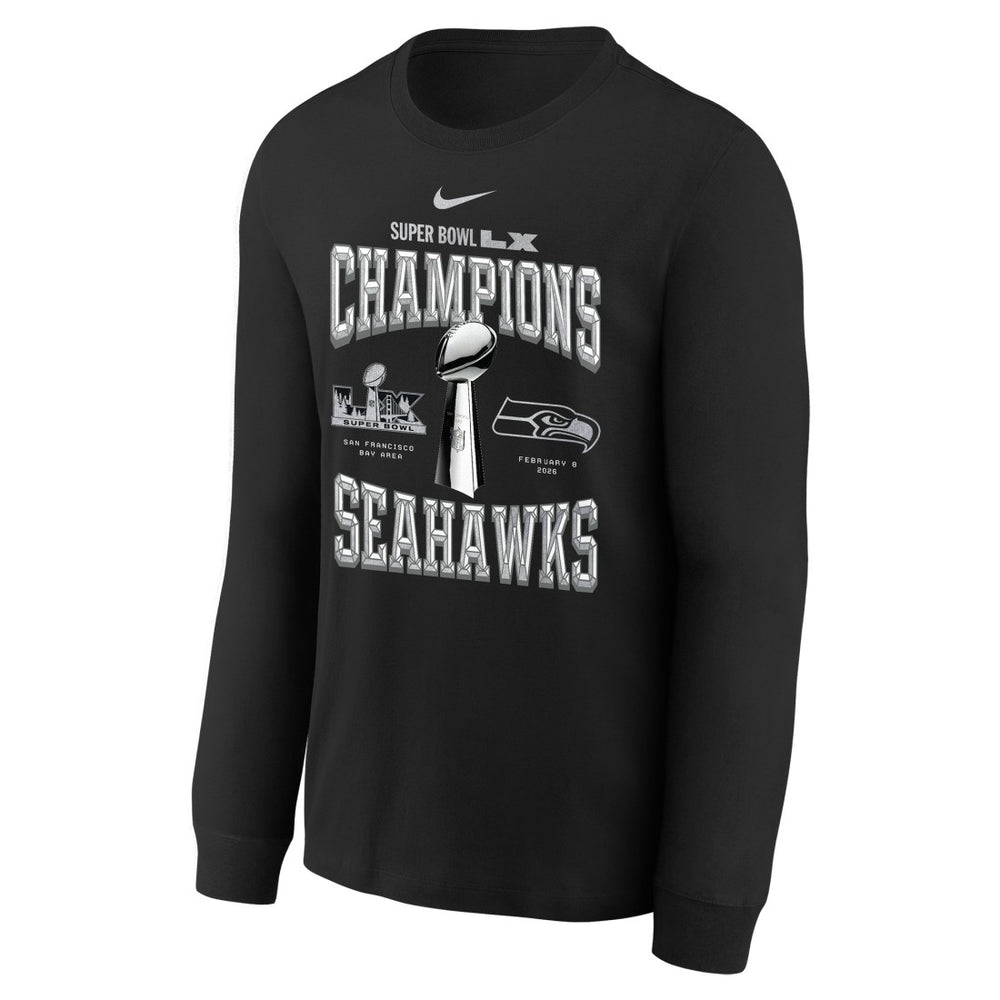 Seattle Seahawks Nike Youth Super Bowl LX Champions Locker Room Trophy Collection Long Sleeve T-Shirt